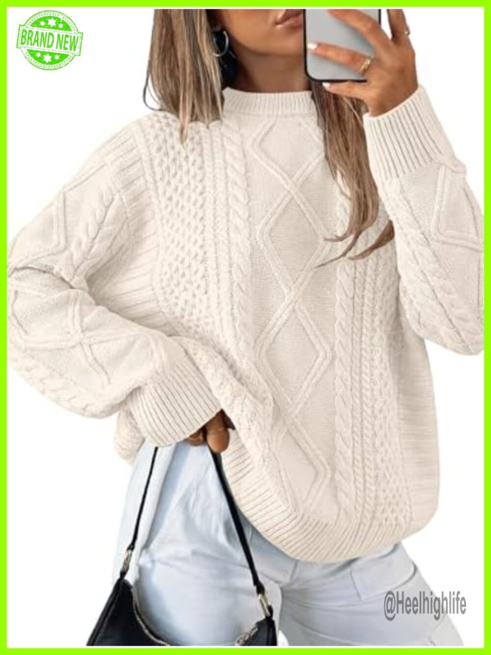 Oversized Cable Knit Pullover Sweater for Women Fall Winter
